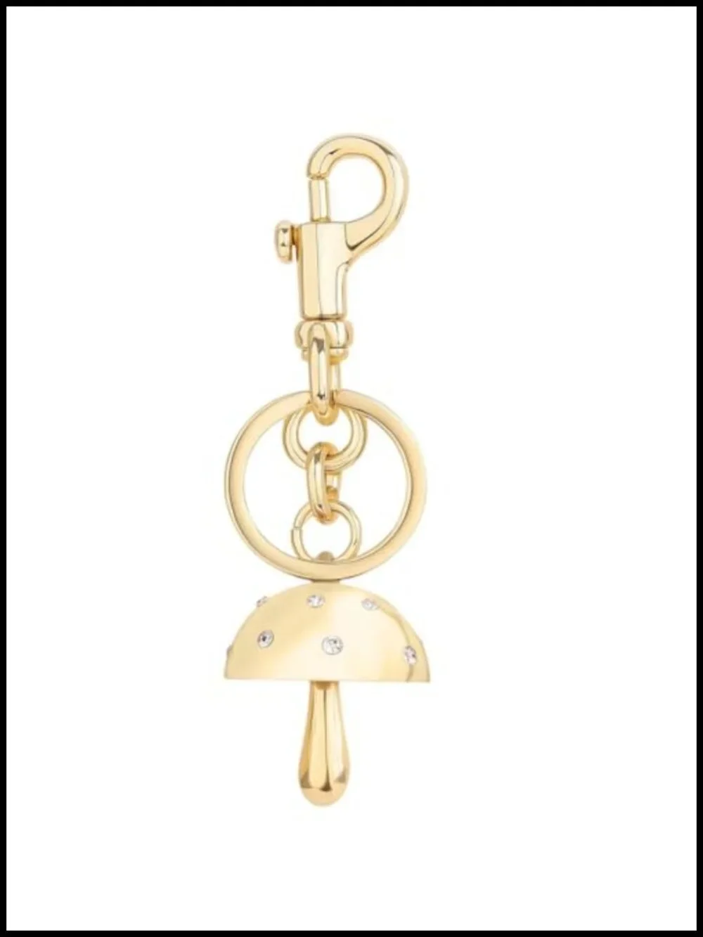 Cute Gold Mushroom Keychain Handbag Charm Car Mirror Purse Accessory Gift